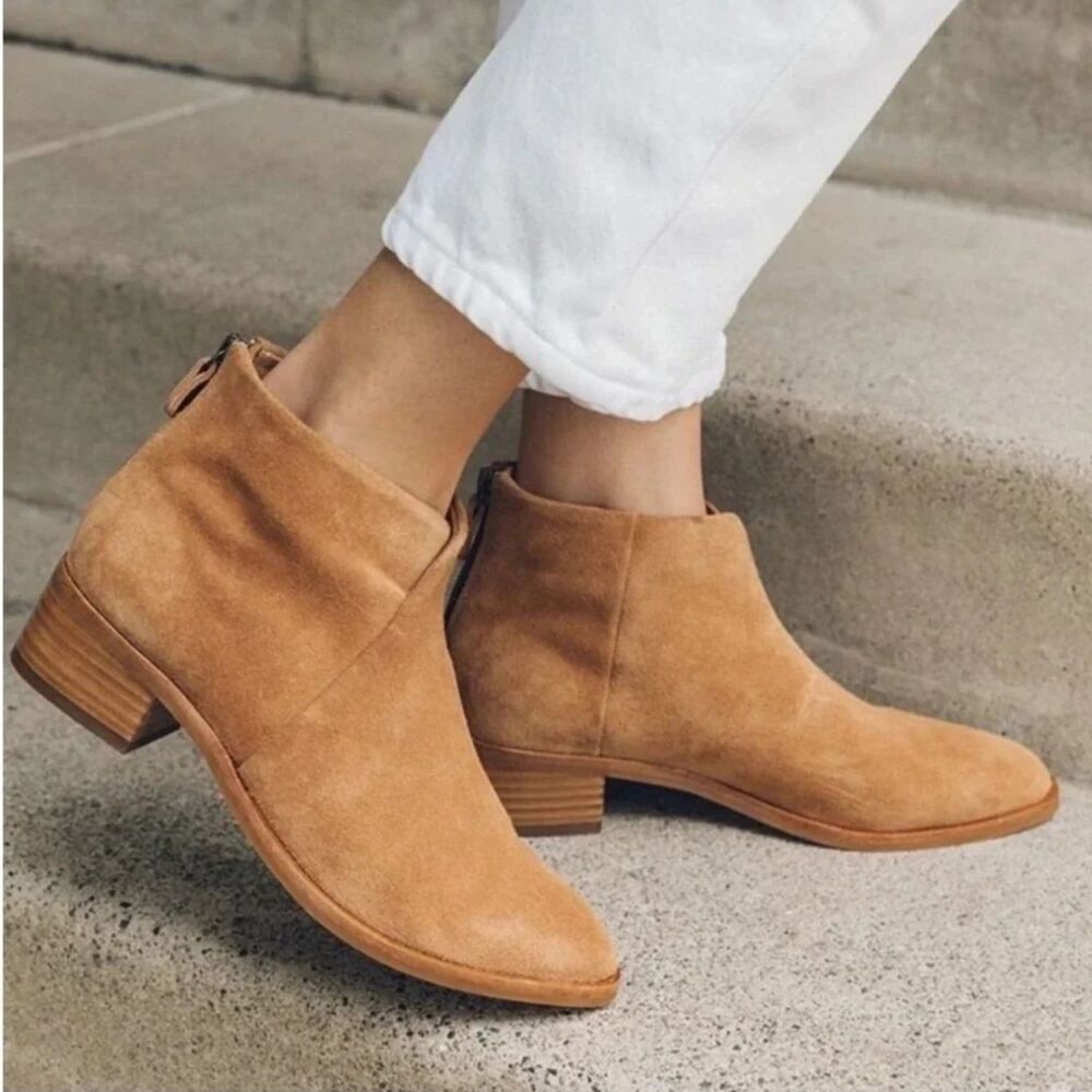 Soludos Leather Suede Venetian Tan Ankle Boots Sz 7